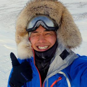 Selfie of Masatatsu Abe during his 2018 ski expedition.