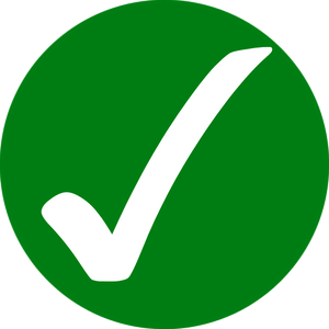 A large white check mark inside a solid green circle, symbolizing approval or confirmation—like a stamp of success on an Antarctic Logistics and Expeditions journey to the South Pole.