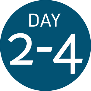 A blue circle with the text DAY 2-4 in white, marking days two to four of your Antarctic Logistics and Expeditions journey.