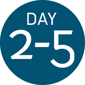 A blue circle with the text DAY 2–5 in white, indicating a range of days from two to five on your Antarctic Logistics and Expeditions journey.