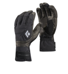 A pair of black winter gloves with reinforced palms and fingers, featuring the Black Diamond logo on the back and a wrist strap for a secure fit—ideal for South Pole adventures or Antarctic Logistics and Expeditions.